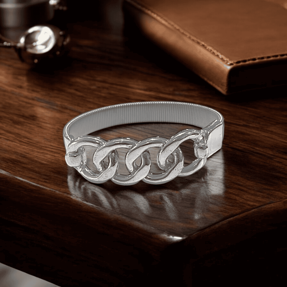 Brazalete de acero y Plata de Ley ref24125/1